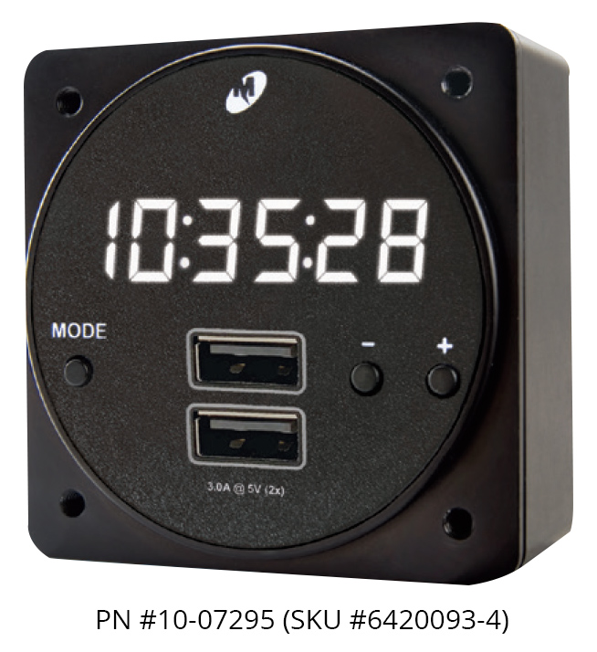 Mid-Continent Chronos Digital Clock / High Power Dual USB-A 30W/6A Out  6420093-4