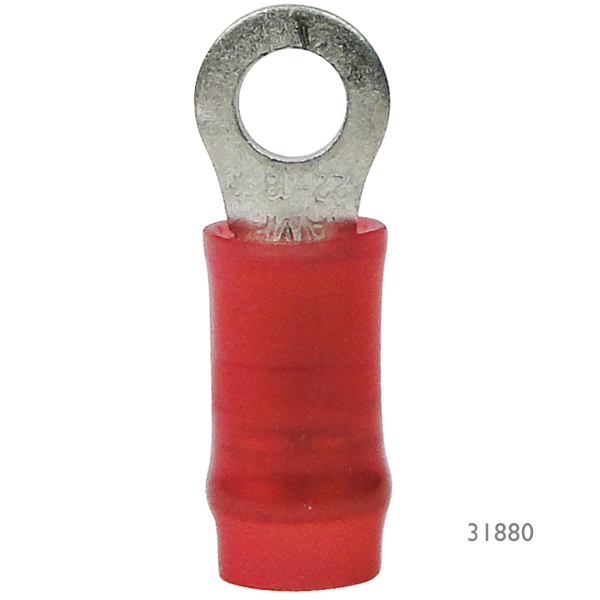 (100) High Temperature Non-Insulated Ring Connector 12-10 Gauge AWG 5/16  Stud Electrical Wire Terminal - USA