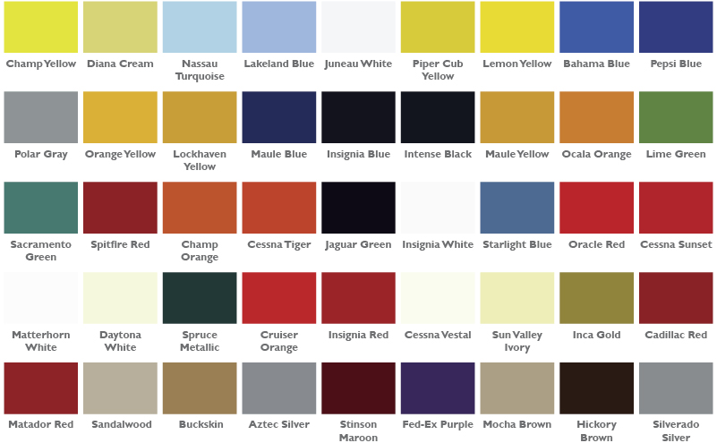 COLOR-BOND COLOR CHART from Aircraft Spruce Europe