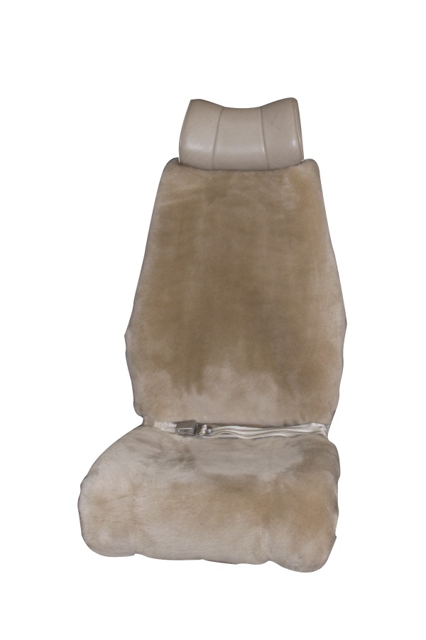 NEW! Shearling Back Seat Protector with Headrest-Natural